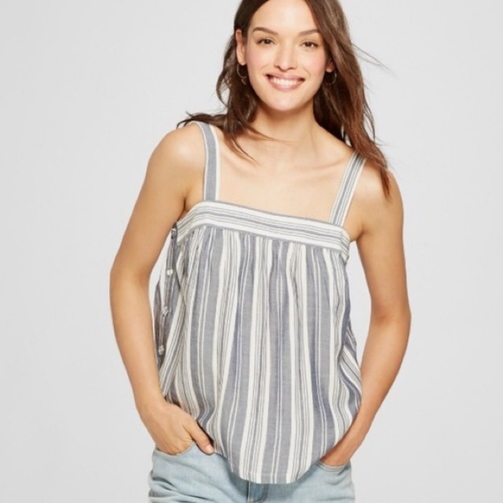 Universal Thread Striped Side Button Tank Top